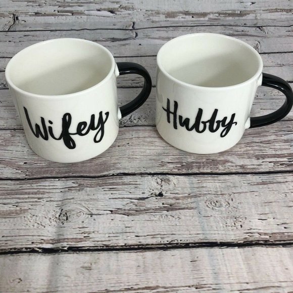Other - "Hubby" and "Wifey" Stackable Mugs - Set of 2